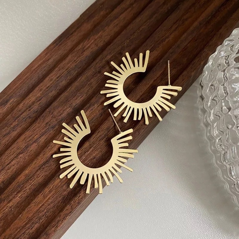 “Solaris” Sun Bohemian Hippie Geometric Indie Festival Minimal Abstract Earrings - Picture 4 of 6